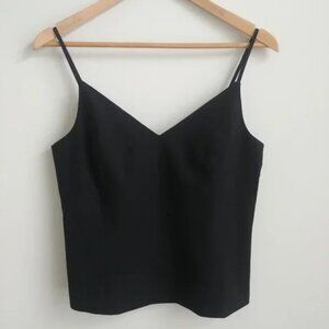 Banana Republic lined structured wool shell top spaghetti straps black 4